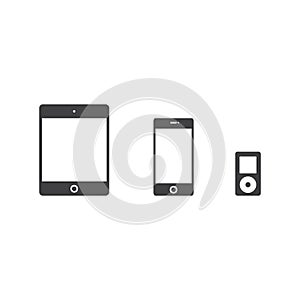 IPad, iPod and iPhone icon vector illustration.