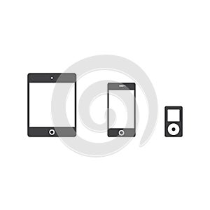 IPad, iPod and iPhone icon vector illustration. photo