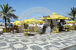 Ipanema Beach kiosk on boardwalk Rio de Janeiro Brazil