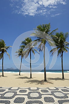 Ipanema Beach Rio de Janeiro Boardwalk with Palm Trees photo