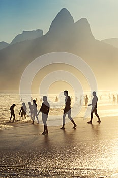 Ipanema Beach Rio Two Brothers Mountain Sunset Beach Silhouettes