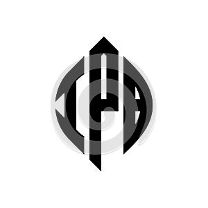 IPB circle letter logo design with circle and ellipse shape. IPB ellipse letters with typographic style. The three initials form a