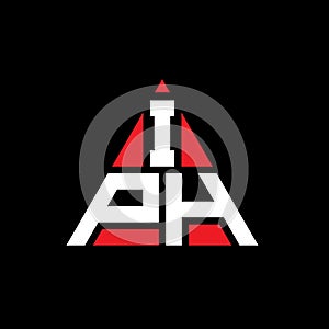 IPH triangle letter logo design with triangle shape. IPH triangle logo design monogram. IPH triangle vector logo template with red