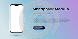 Iphone 14 vector smartphone mockup. 3D illustration of a modern apple cellphone with empty blank screen. Template for