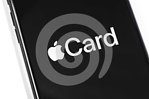 IPhone with Apple Card logo on the screen