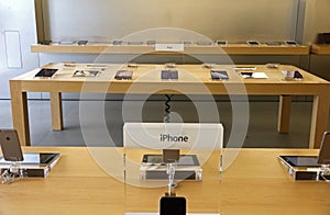 IPhone displayed in an apple store