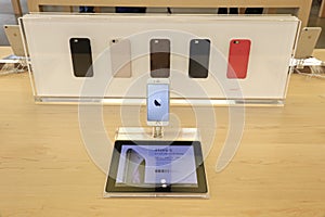 IPhone displayed in an apple store