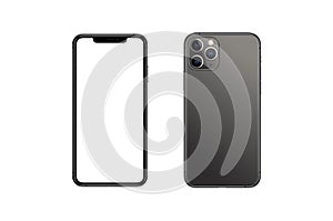 IPhone front and back side mockup on white background