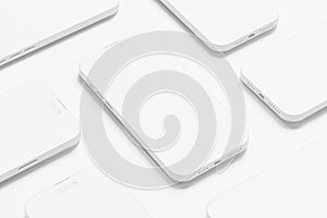 Iphone 14 Pro Max Clay 3D Rendering White Blank Mockup