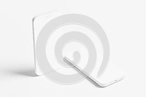 Iphone 14 Pro Max Clay 3D Rendering White Blank Mockup