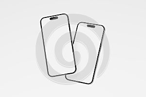 Iphone 15 and 15 Pro and 15 Pro Max White Blank 3D Rendering Mockup photo