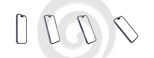 Iphone 14 realistic device. Apple popular new brand smartphone. Vector editorial illustration..Zdolbuniv, Ukraine - April 24, 2023