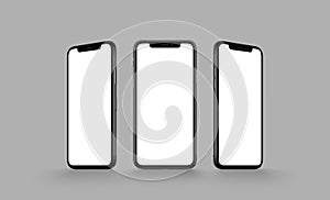 iPhone X. Smartphone multi screen mockup on gray background