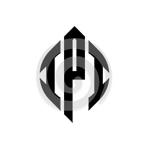 IPI circle letter logo design with circle and ellipse shape. IPI ellipse letters with typographic style. The three initials form a