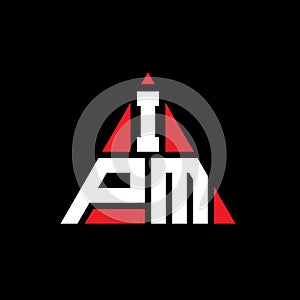 IPM triangle letter logo design with triangle shape. IPM triangle logo design monogram. IPM triangle vector logo template with red