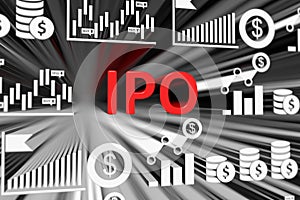 IPO concept blurred background