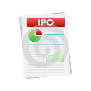 IPO initial public offering concept in flat style - investment and strategy icons. Vector illustration