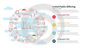 ipo initial public offering concept for infographic template banner with four point list information