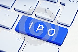IPO word on blue computer keyboard