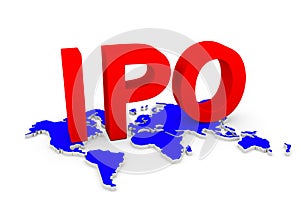 IPO world map concept white background