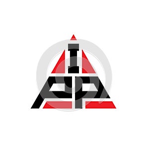 IPP triangle letter logo design with triangle shape. IPP triangle logo design monogram. IPP triangle vector logo template with red