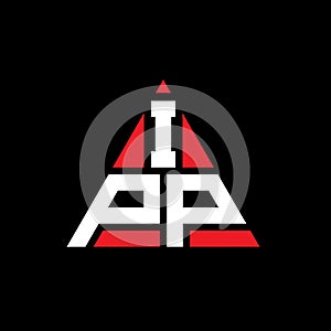 IPP triangle letter logo design with triangle shape. IPP triangle logo design monogram. IPP triangle vector logo template with red