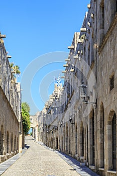 Ippoton street Street of Knights view hdr in Rhodes old town, Dodecanese