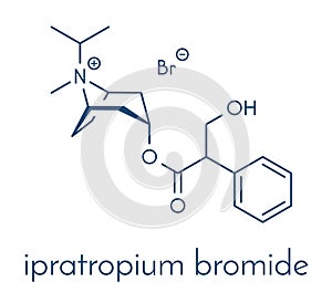 Ipratropium bromide asthma and COPD drug molecule. Often administered via inhaler. Skeletal formula. photo