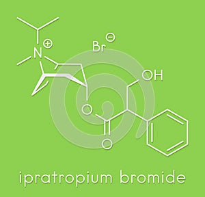 Ipratropium bromide asthma and COPD drug molecule. Often administered via inhaler. Skeletal formula. photo