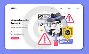 IPS, Intrusion prevention system web banner or landing page. Network