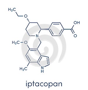 Iptacopan drug molecule. Skeletal formula