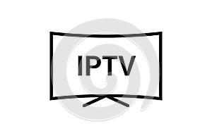 IPTV vector line icon. IP TV video channel box concept icon.