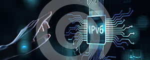 Ipv6 network protocol standard internet communication concept on virtual screen