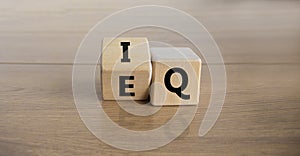 IQ or EQ symbol. Turned a cube and changed the expression `IQ - intelligence quotient` to `EQ - emotional quotient`. Beautiful