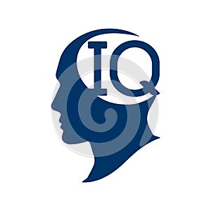 IQ intelligence quotient. Silhouette human head with IQ vector illustration