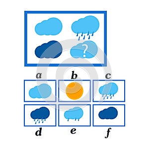 IQ test. Choose correct answer. Logical task, educational game for kids. development of logic, iq. Task game what comes next,