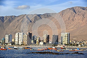 Iquique behind a huge dune, northern Chile