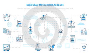 ira individual retirement account concept with icon set template banner with modern blue color style