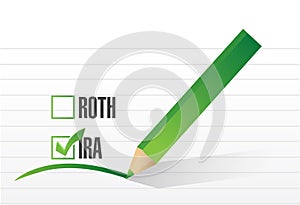 ira over roth check list concept