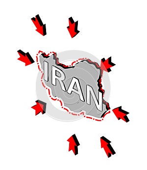 Iran closes borders, quarantine, protection against coronavirus. Ban on crossing borders. Vector isometric image of Iran map with