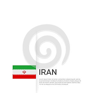 Iran flag background. State patriotic iranian banner, cover. Document template with iran flag on white background. National poster