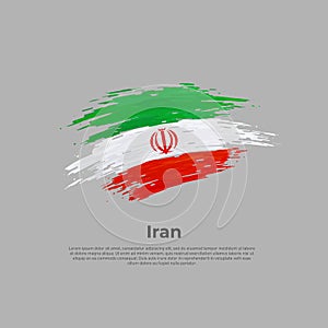 Iran flag. Brush strokes. Stripes colors of the iranian flag on a white background. Vector design national poster, template
