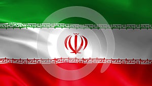 Iran flag fluttering in the wind. detailed fabric texture