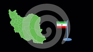 Iran Flag and Map Shape Animation