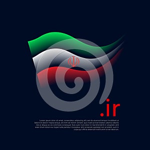 Iran flag. Stripes colors of the iranian flag on a dark background. Vector stylized design national poster with at domain, place