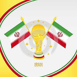 Iran Gold Football Trophy / Cup and Flag