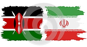 Iran and Kenya grunge flags connection vector