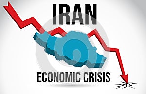 Iran Map Financial Crisis Economic Collapse Market Crash Global Meltdown Vector