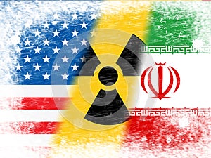 Iran Nuclear Deal Flags - Negotiation Or Talks With Usa - 2d Illustration