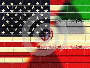 Iran Nuclear Deal Flags - Negotiation Or Talks With Usa - 2d Illustration